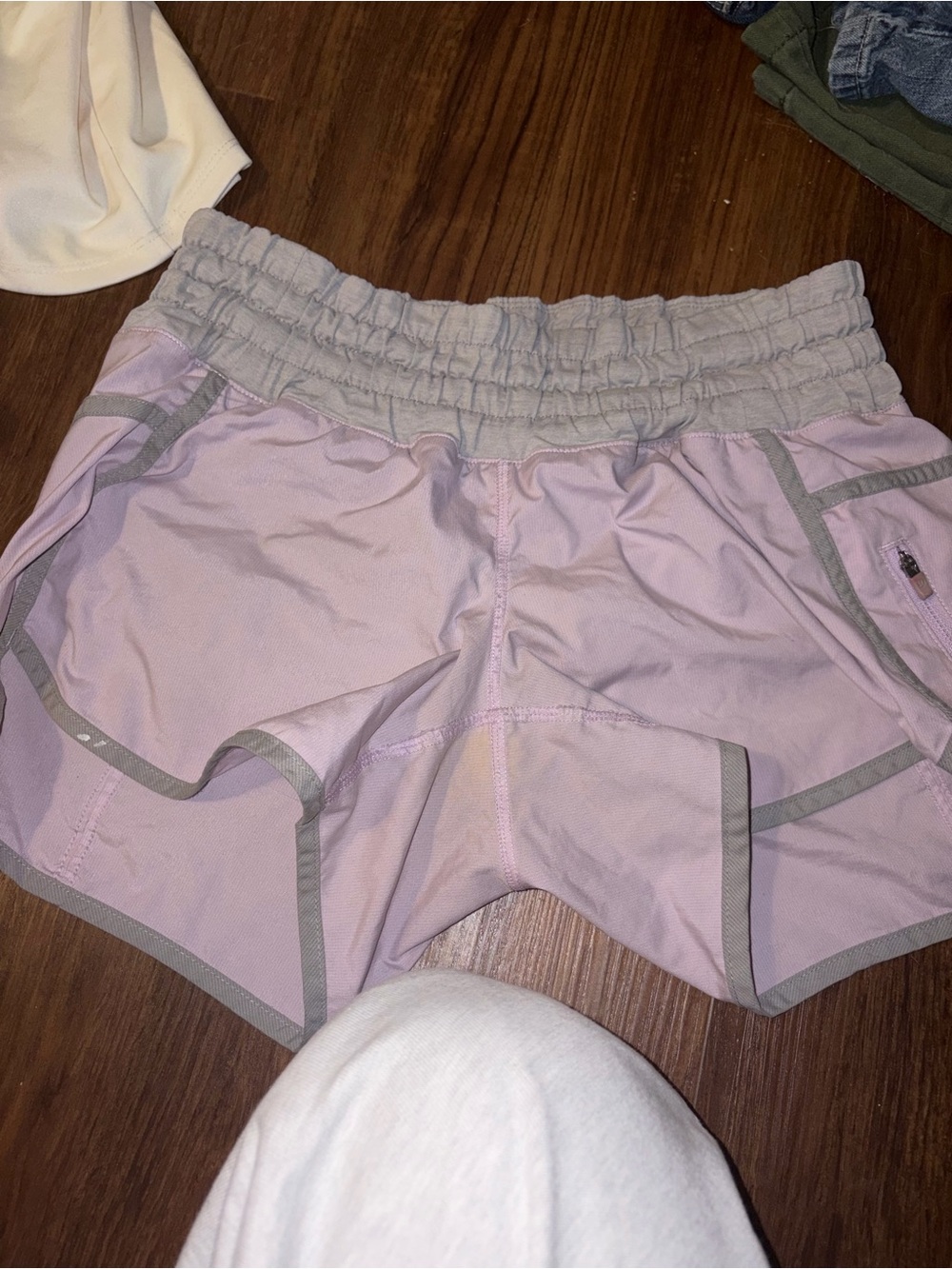 lululemon athletica Pale Pink Athletic Shorts with Gray Trim